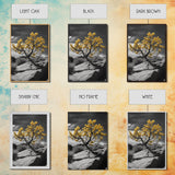 Desert Bloom, Yellow Tree, Rocky Hill, Framed Canvas Print, Southwest Wall Art, Boho Nature Decor, Minimalist Desert Landscape
