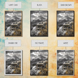 Mountain Escape, Cabin Retreat, Black White Landscape, Framed Canvas Print, Rustic Cabin Art, Bedroom Wall Decor, Nature Lodge Decor