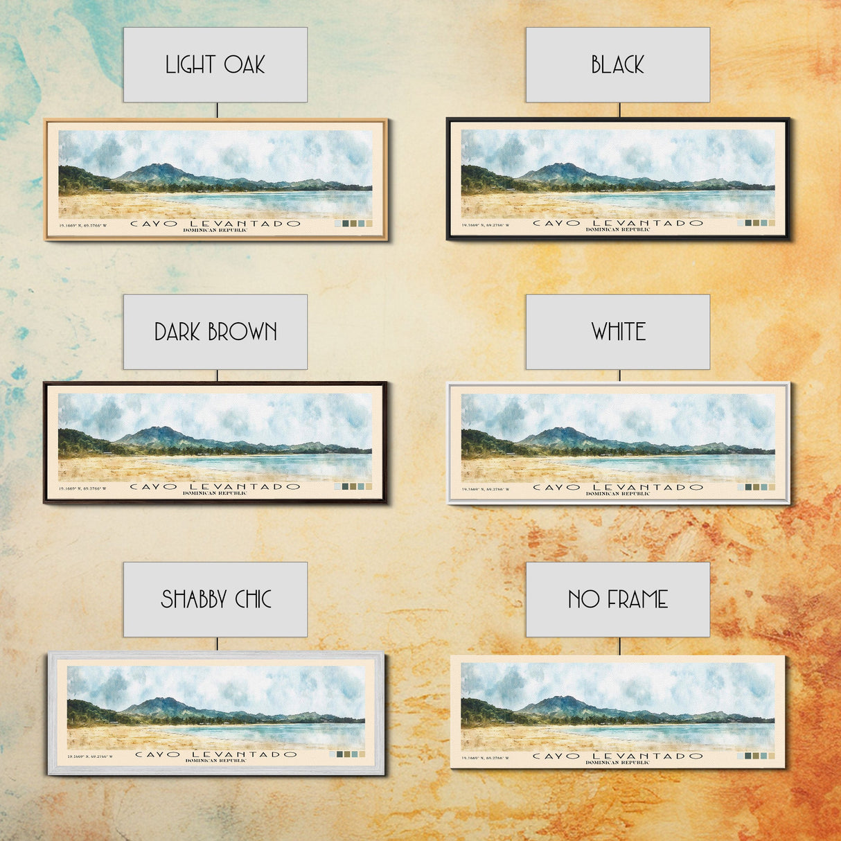 Cayo Levantado, Dominican Republic Watercolor Print, Vacation Gift, Dominican Republic Wall Art, Beach Painting, Beach Decor, Large Wall Art, Wood Frame Art