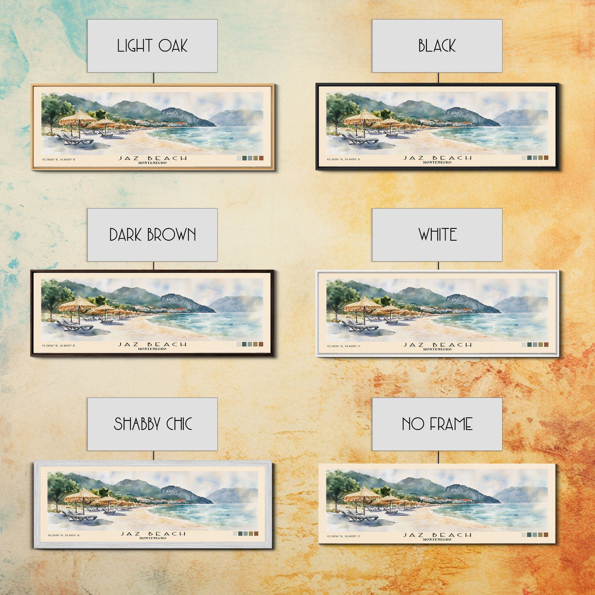 Jaz Beach, Montenegro Watercolor Beach Print, Vacation Gift, Montenegro Wall Art, Beach Painting, Beach Decor, Beach Painting