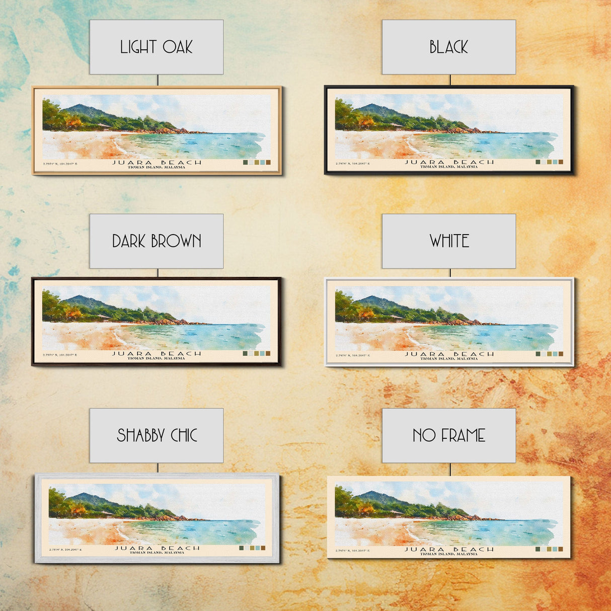 Juara Beach, Tioman Island, Malaysia Watercolor Print, Vacation Gift, Tioman Island, Malaysia Wall Art, Beach Painting, Beach Decor, Large Wall Art, Wood Frame Art