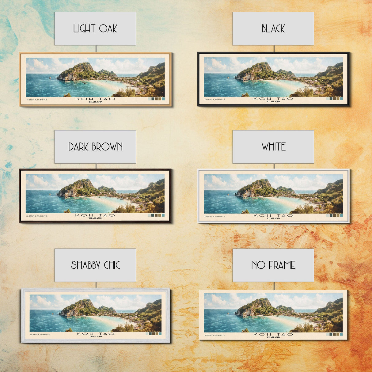 Koh Tao, Thailand Watercolor Print, Vacation Gift, Thailand Wall Art, Beach Painting, Beach Decor, Large Wall Art, Wood Frame Art