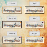 Bruges Belgium Panoramic Travel Poster, Framed Canvas Print or Metal Wall Art, Travel Art, Home Decor, Panoramic Painting, Midcentury Art