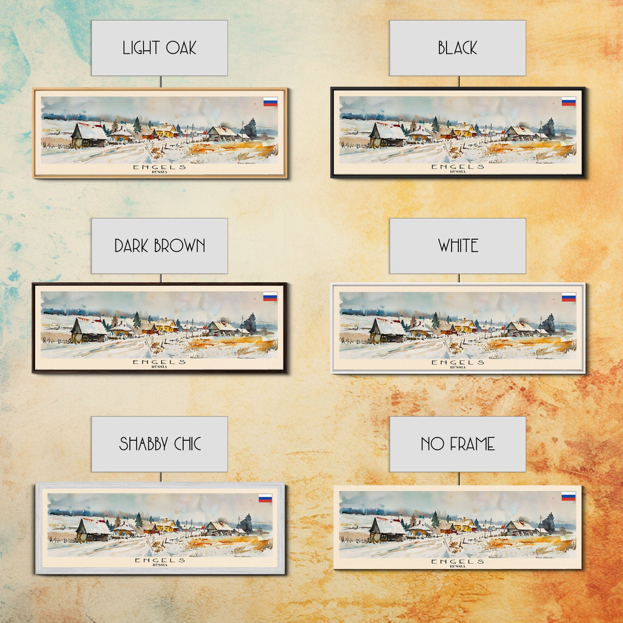 Engels Russia Panoramic Travel Poster, Framed Canvas Print or Metal Wall Art, Travel Art, Home Decor, Panoramic Painting, Midcentury Art