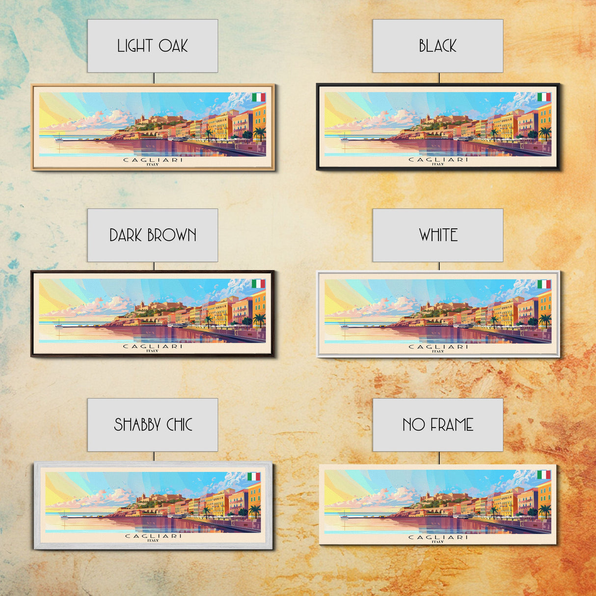 Cagliari Italy Wall Art, Panoramic Travel Poster, Panoramic Framed Canvas Print, City Wall Art, Wall Hanging Home Decor, Travel Art