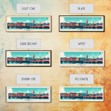 Dublin Ireland Panoramic Travel Poster, Framed Canvas Print or Metal Wall Art, Travel Art, Home Decor, Panoramic Painting, Midcentury Art