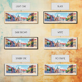 Gliwice Poland Panoramic Travel Poster, Framed Canvas Print or Metal Wall Art, Travel Art, Home Decor, Panoramic Painting, Midcentury Art