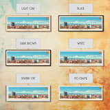 Mostoles Spain Panoramic Travel Poster, Framed Canvas Print or Metal Wall Art, Travel Art, Home Decor, Panoramic Painting, Midcentury Art