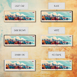 Niš Serbia Panoramic Travel Poster, Framed Canvas Print or Metal Wall Art, Travel Art, Home Decor, Panoramic Painting, Midcentury Art