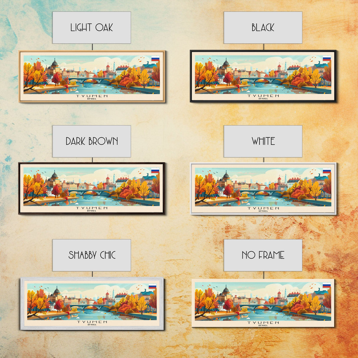 Tyumen Russia Panoramic Travel Poster, Framed Canvas Print or Metal Wall Art, Travel Art, Home Decor, Panoramic Painting, Midcentury Art
