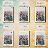 Birmingham United Kingdom Travel Poster Framed Canvas Print, Watercolor Art, Home Decor, Wall Art, Travel Print, Cityscape Art
