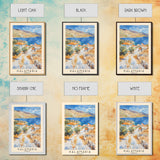 Kalamaria Greece Coastal View, Framed Canvas Print, Travel Poster, Nautical Wall Art, Living Room Decor, Greek Cityscape, Seaside Home Decoration