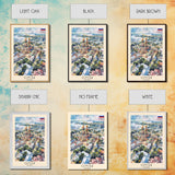 Omsk Russia Travel Poster Framed Canvas Print, Watercolor Painting, Urban Wall Art, Home Decor, Russian Cityscape, Modern Art