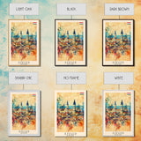 Szeged Hungary Travel Poster Framed Canvas Print, Watercolor Painting, Scenic Wall Art, Home Decor, Hungarian Cityscape, Vibrant Art