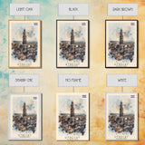 Utrecht Netherlands Travel Poster Framed Canvas Print, Watercolor Painting, Urban Wall Art, Home Decor, Dutch Cityscape, Trendy Art