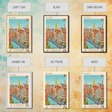 Antwerp Belgium Travel Poster Framed Canvas Print, Midcentury Modern Art, Pop Art Wall Decor, Home Decor, Vacation Gift, Living Room Art