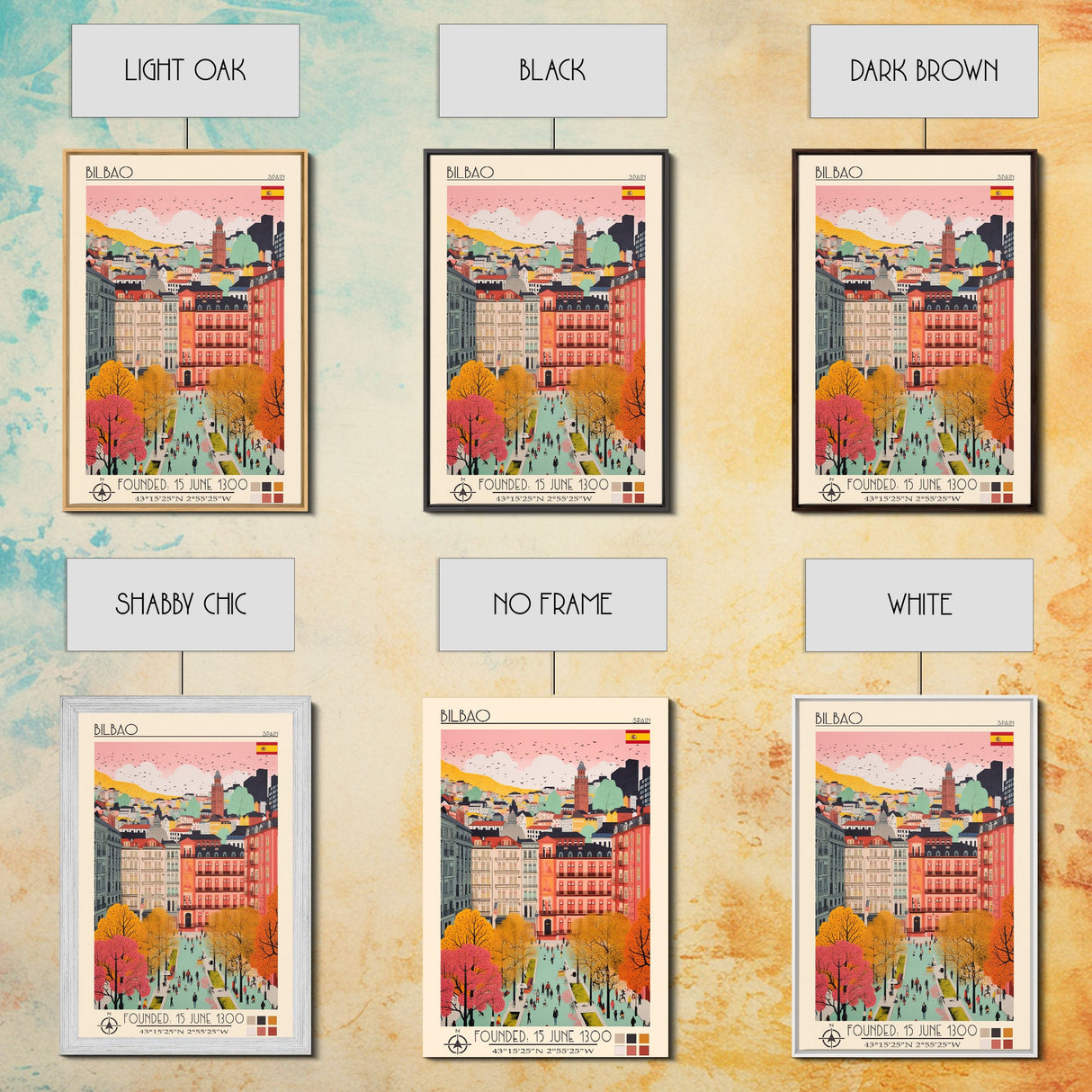 Bilbao Spain Travel Poster Framed Canvas Print, Modern Art, Pop Art Home Decor, Scenic Wall Art, Living Room Decor, Artistic Gift