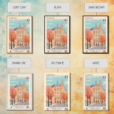 Bordeaux France Travel Poster Framed Canvas Print, Midcentury Modern Art, Pop Art Home Decor, Scenic Wall Art, Living Room Decoration