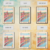 Cork Ireland Travel Poster Framed Canvas Print, Midcentury Modern Art, Pop Art Wall Decor, Home Decor, Vacation Gift, Living Room Art