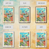 Düsseldorf Germany Travel Poster Framed Canvas Print, Midcentury Modern Art, Pop Art Wall Decor, Home Decor, Vacation Gift, Office Art
