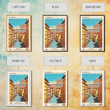 Florence Italy Travel Poster Framed Canvas Print, Midcentury Modern Art, Pop Art Wall Decor, Scenic Wall Art, Living Room Decoration, Office Art