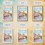 Galway Ireland Travel Poster Framed Canvas Print, Midcentury Modern Art, Pop Art Wall Decor, Scenic Bedroom Art, Office Decoration