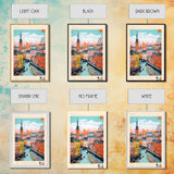 Gävle Sweden Travel Poster Framed Canvas Print, Midcentury Modern Art, Pop Art Wall Decor, Scenic Wall Art, Bedroom Decoration