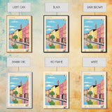 Kilkenny Ireland Travel Poster Framed Canvas Print, Midcentury Modern Art, Pop Art Wall Decor, Scenic Bedroom Art, Office Decoration