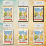 Kranj Slovenia Travel Poster Framed Canvas Print, Midcentury Modern Art, Pop Art Wall Decor, Scenic Wall Art, Bedroom Decoration