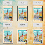Lublin Poland Travel Poster Framed Canvas Print, Wall Decor, Midcentury Modern Art, Pop Art, Scenic Art for Bedroom and Living Room