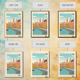 Malmö Sweden Travel Poster Framed Canvas Print, Midcentury Modern Art, Pop Art Wall Decor, Scenic Wall Art, Bedroom Decoration
