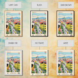 Miskolc Hungary Travel Poster Framed Canvas Print, Midcentury Modern Art, Pop Art Wall Decor, Scenic Living Room Art, Bedroom Decor