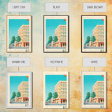 Mostoles Spain Travel Poster Framed Canvas Print, Midcentury Modern Art, Pop Art Wall Decor, Home Decor, Vacation Gift, Office Art