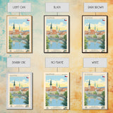 Olomouc Czech Republic Travel Poster Framed Canvas Print, Midcentury Modern Art, Pop Art Wall Decor, Scenic Wall Art, Living Room Decoration, Office Gift