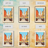 Parma Italy Travel Poster Framed Canvas Print, Midcentury Modern Art, Pop Art Wall Decor, Scenic Wall Art, Bedroom Decoration