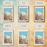 Portsmouth United Kingdom Travel Poster Framed Canvas Print, Midcentury Modern Art, Pop Art Wall Decor, Scenic Wall Art, Bedroom Decoration