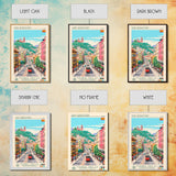 San Sebastian Spain Travel Poster Framed Canvas Print, Midcentury Modern Art, Pop Art Wall Decor, Home Decor, Office Art