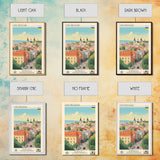 Zaporizhzhia Ukraine Travel Poster Framed Canvas Print, Midcentury Modern Art, Pop Art Wall Decor, Living Room Art, Scenic Wall Art