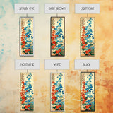 Delphinium Flowers Japanese Garden Art In Traditional Ukiyo-e Style Framed Canvas Print Tall Skinny Wood Block Floral Wall Decor