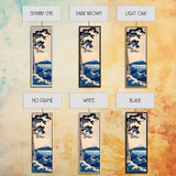 Skinny Art Tall Art Framed Canvas Print Japanese Style Art Blue Pine Tree Mount Fuji Wood Block Print Ukiyo-e Feng Shui Wall Art