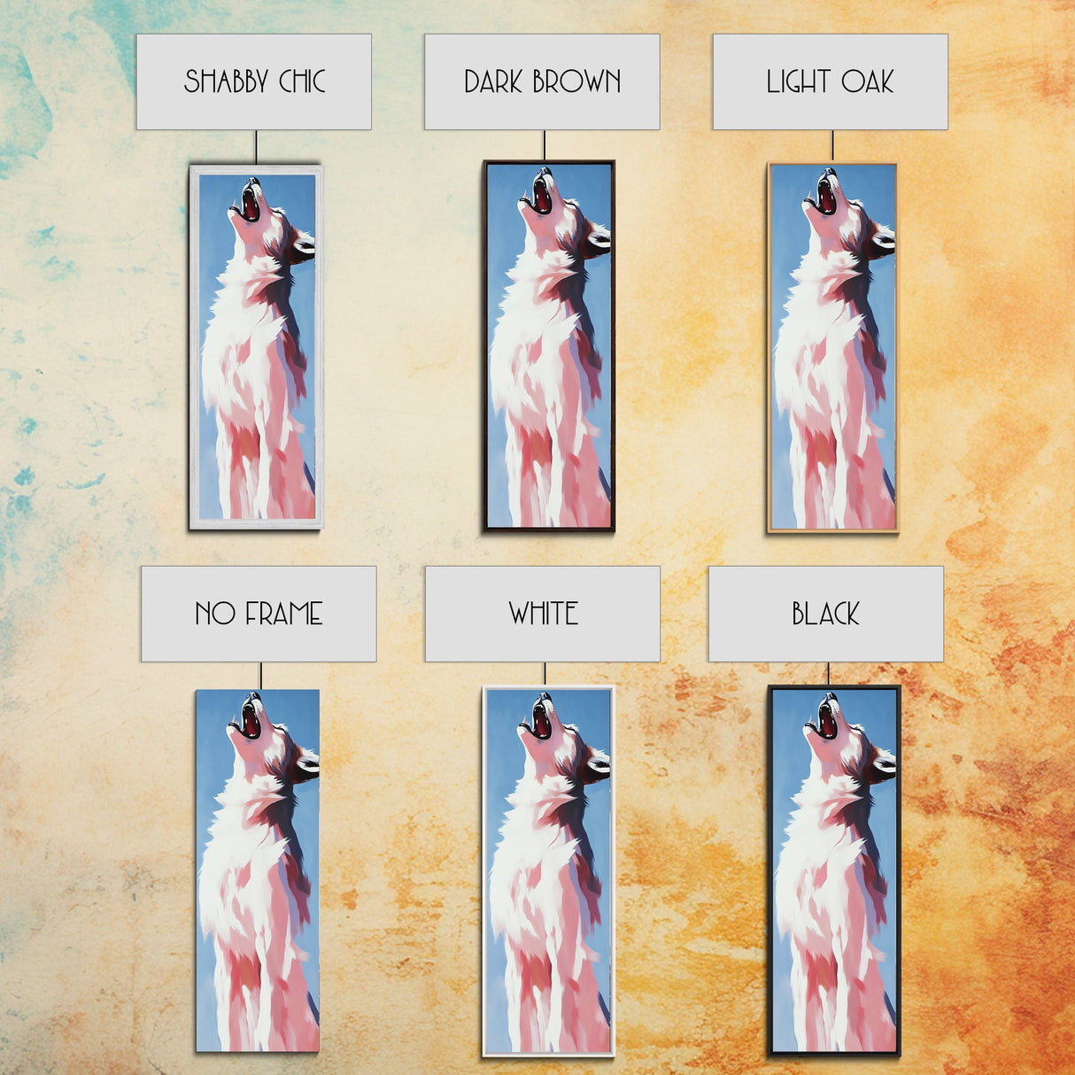 Majestic White Wolf Canvas Print moody art, minimalist art, vertical wall art, wabi sabi art, extra wide art, panoramic art, rustic wall art, wildlife painting, bedroom art, therapy art