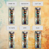 Totem Pole Framed Canvas Print tribal art rustic decor abstract painting blue and green wall art moody art tall narrow art unique wall art