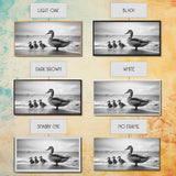 Duck family, bird art, whimsical art, coastal decor, nature painting, extra wide art, panoramic art, above couch art, framed canvas print