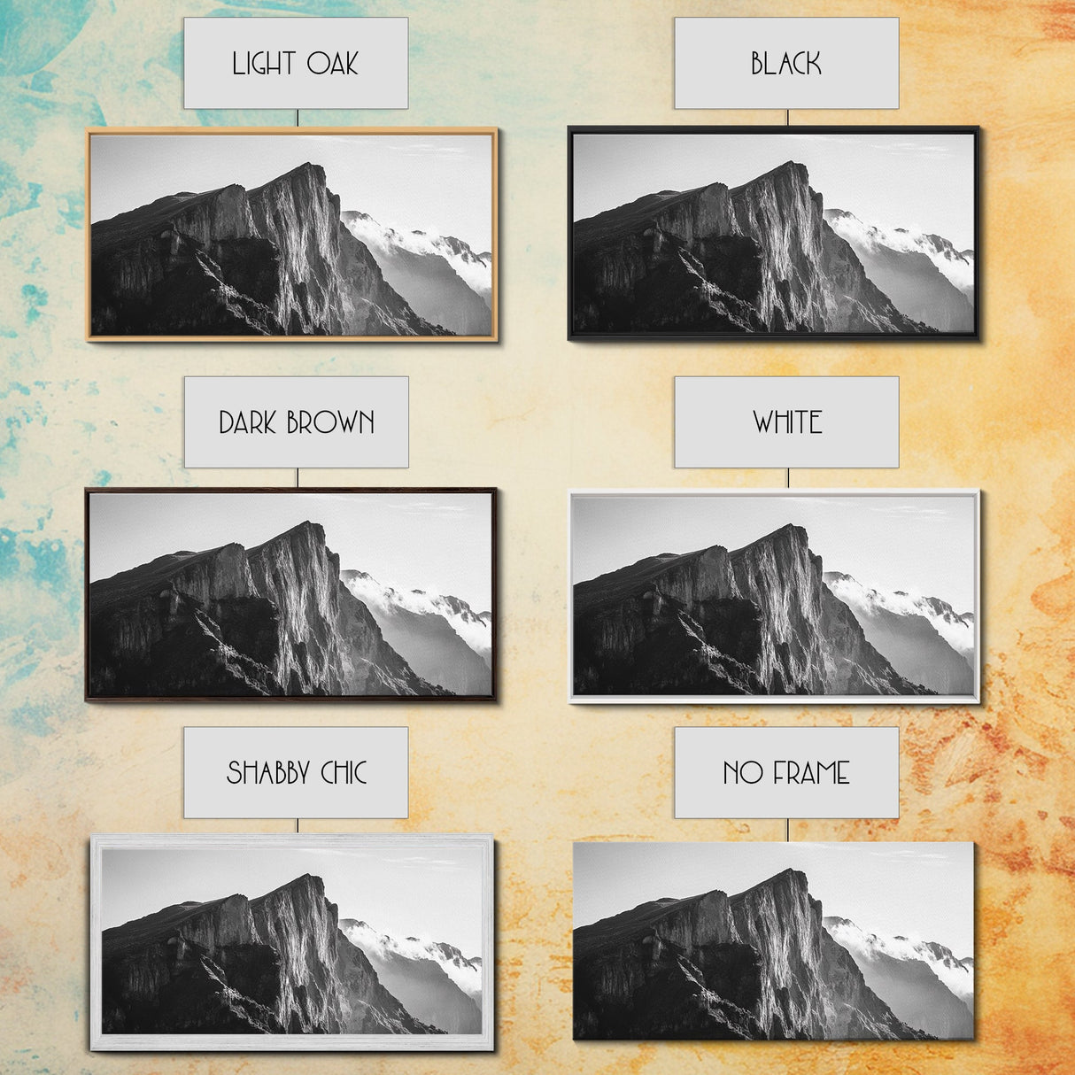 Dramatic Mountain Ridge, smoky mountain art, landscape painting, moody art, wabi sabi art, vertical wall art, minimalist art, canvas print