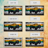 Bison, rustic wall art, mountain painting, western decor, wildlife art, Joshua tree art, extra wide art, Framed Canvas Print, moody art