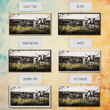 Longhorn Cattle, rustic wall art, farmhouse art, black cowgirl painting, extra wide art, framed canvas print, panoramic painting