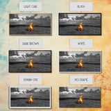 Campfire on Beach Framed Canvas Print | Seascape Painting | Coastal Wall Art | Moody Art | Rustic Decor | Extra Wide Art | Nautical Painting