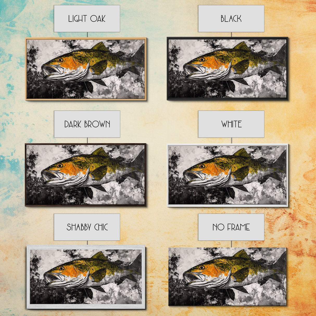 Trout Fish Art, Rustic Fishing Wall Art, Wildlife Painting, Extra Wide Art, Nature Lover Gift, Framed Canvas Print, Cabin Wall Decor