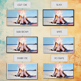 Campfire, moody art, coastal landscape art, framed canvas print, rustic decor, fire painting, extra wide art, landscape painting