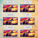 Saddled horse, sunset view, western ranch, cowboy aesthetic, rustic decor, farmhouse painting, moody art, canvas print